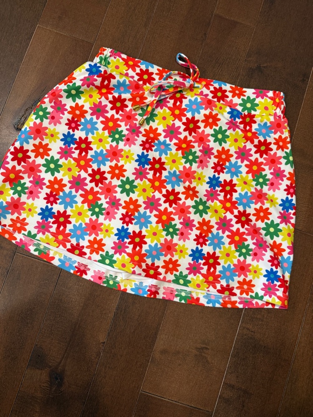 Women's Multicolor Floral Drawstring Mini Skirt